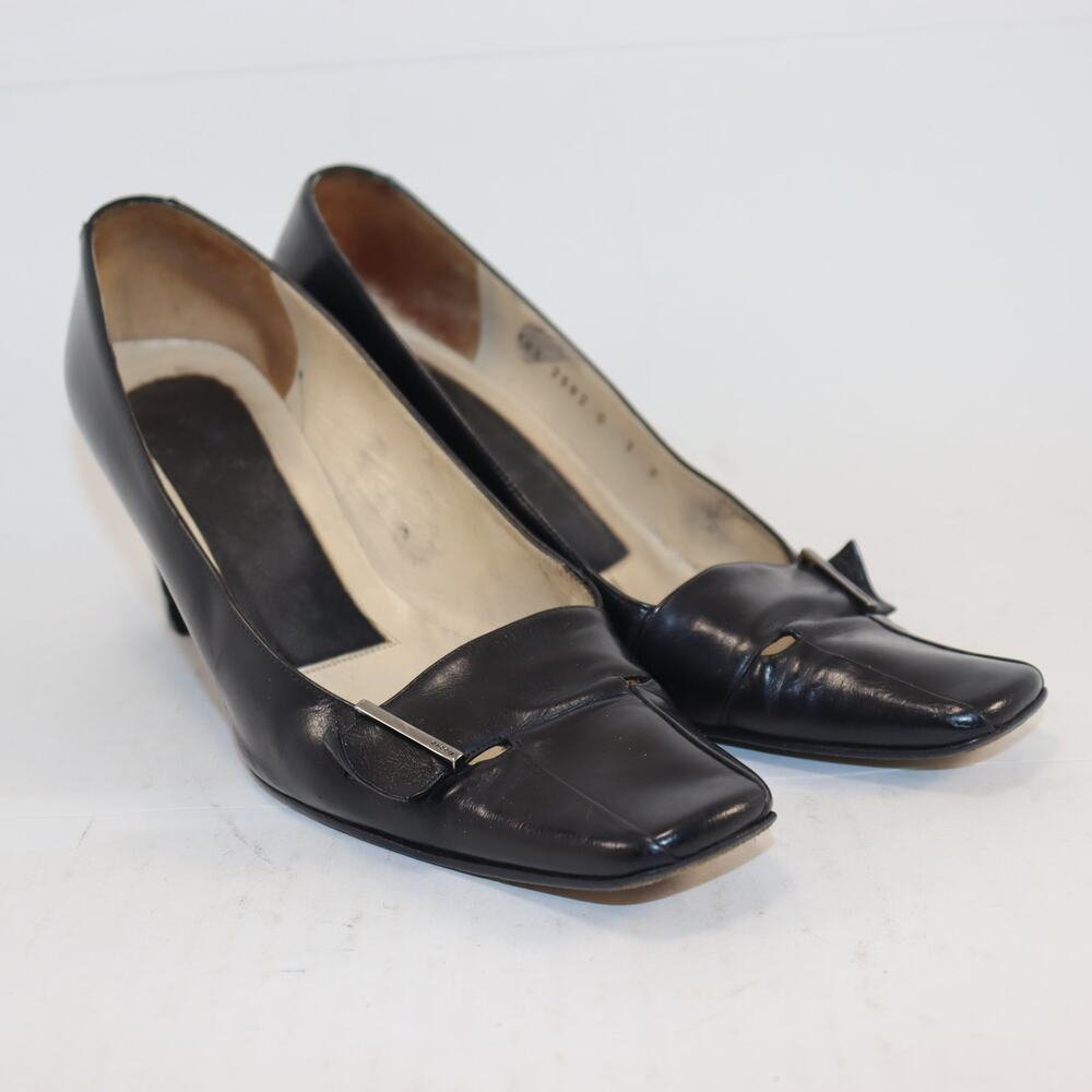 Vintage Gucci‎ Black Leather Heels – Size 7 B (Made in Italy)